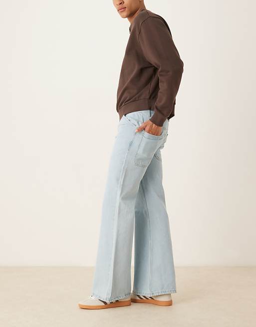 Asos ASOS DESIGN Wide Flare Jeans In Bleached Blue