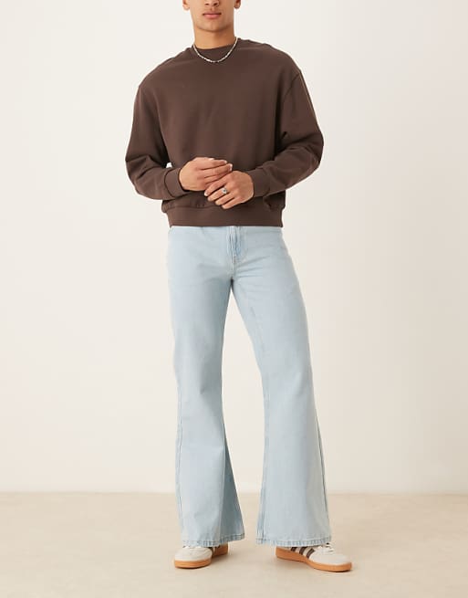 asos ASOS DESIGN wide flare jeans in bleached blue