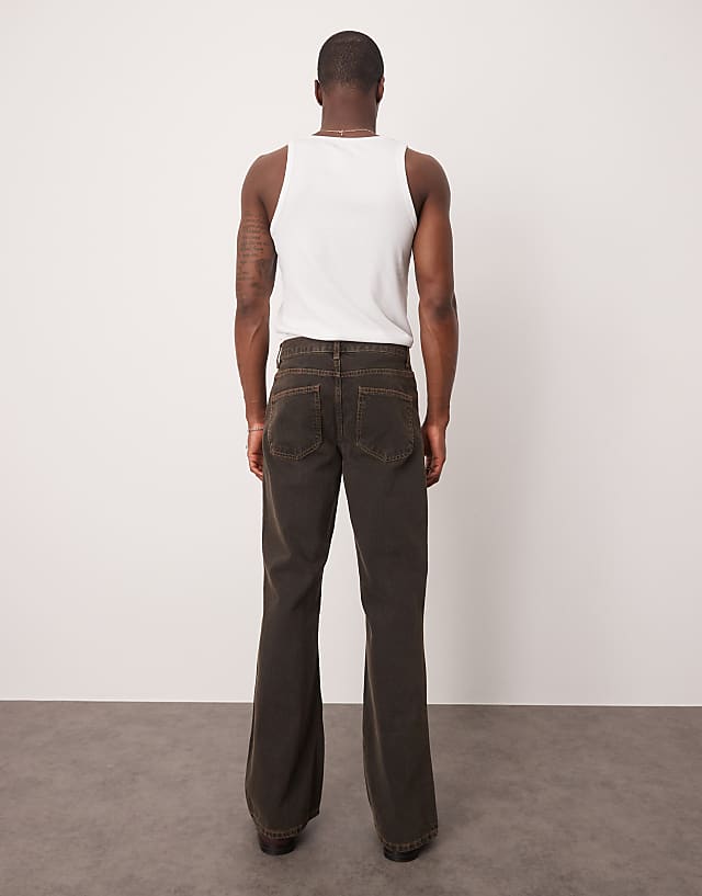 Asos ASOS DESIGN Wide Flare Jeans In Brown Wash