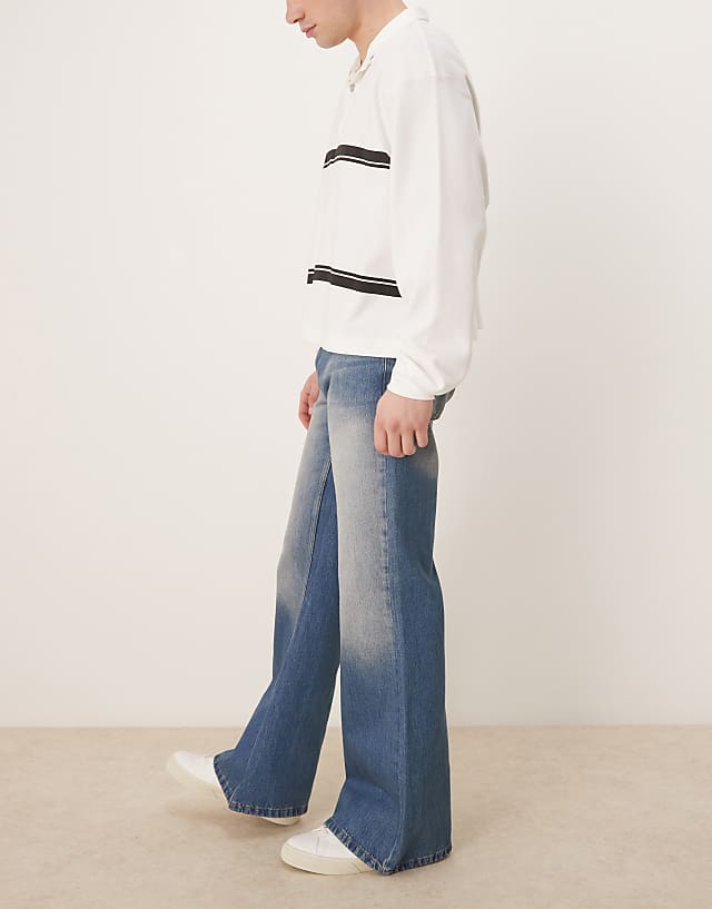 Asos ASOS DESIGN Wide Flare Jeans In Tinted Wash