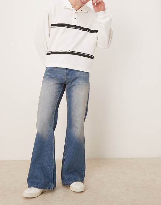asos ASOS DESIGN wide flare jeans in tinted wash