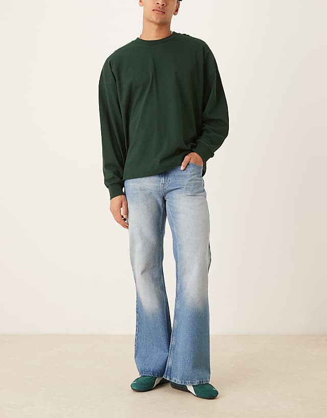 asos ASOS DESIGN wide flare jeans in vintage wash
