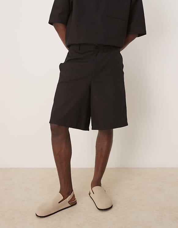 Asos ASOS DESIGN Wide Leg Short Co-ord In Black