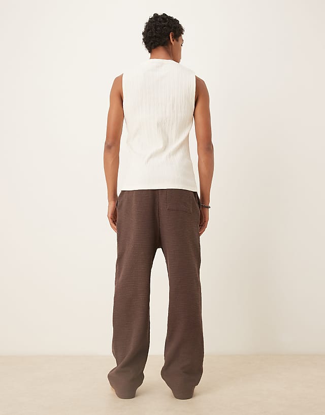 Asos ASOS DESIGN Wide Leg Textured Jogger In Brown
