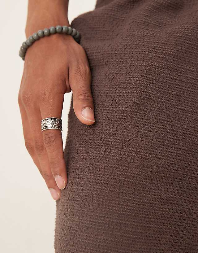 Asos ASOS DESIGN Wide Leg Textured Jogger In Brown