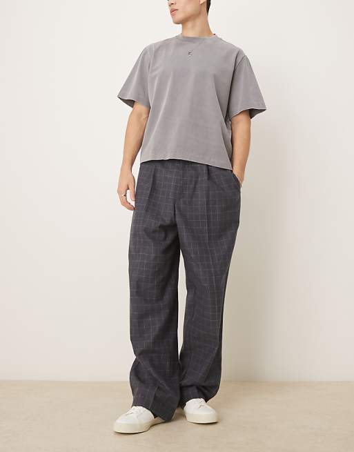 asos ASOS DESIGN wide leg trouser in check