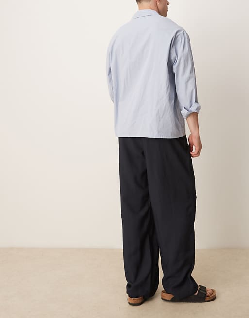 Asos ASOS DESIGN Wide Leg Trousers In Navy