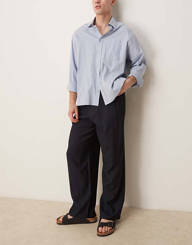 asos ASOS DESIGN wide leg trousers in navy