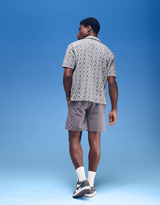 Asos ASOS DESIGN Wide Linen Blend Shorts In Grey