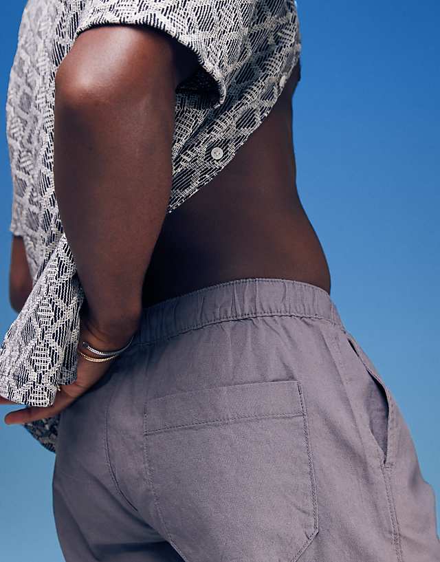 Asos ASOS DESIGN Wide Linen Blend Shorts In Grey