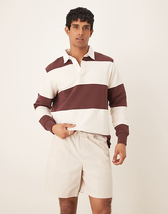 Asos ASOS DESIGN Wide Linen Blend Shorts In Stone