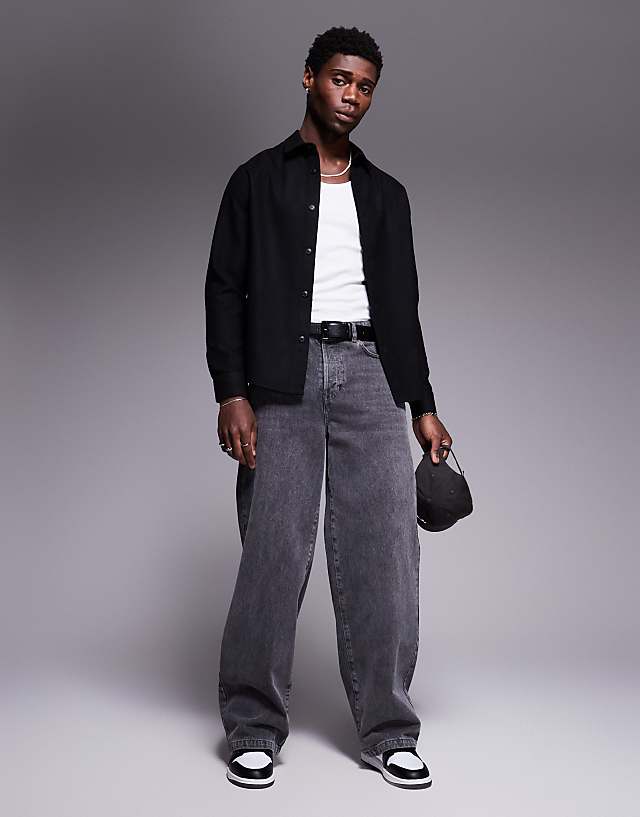 Asos ASOS DESIGN Wool Look Overshirt In Black