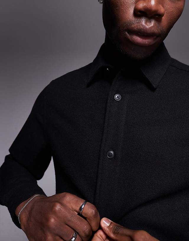 Asos ASOS DESIGN Wool Look Overshirt In Black
