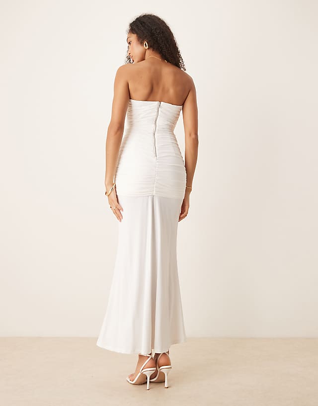 Asos Bardot Corset Maxi Dress In White
