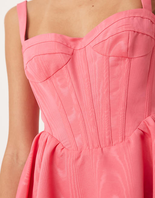 Asos Bardot Corset Mini Dress In Bubblegum Pink