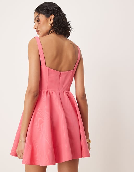 Asos Bardot Corset Mini Dress In Bubblegum Pink