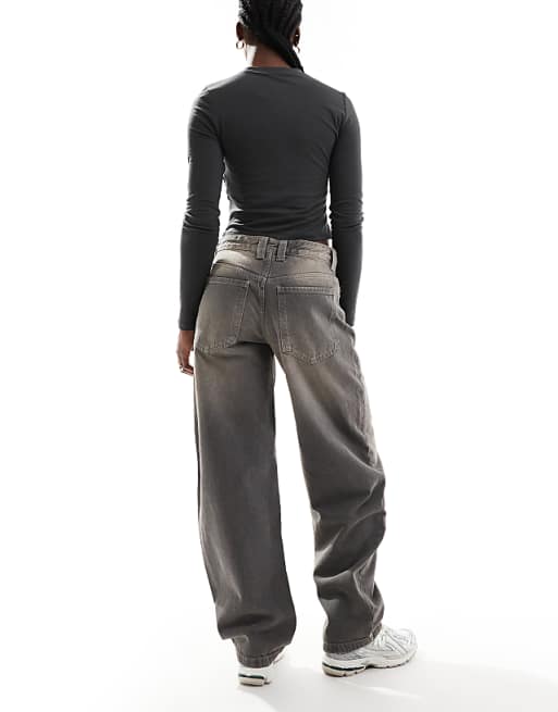 Asos Bershka Baggy Balloon Leg Jeans In Grey Wash