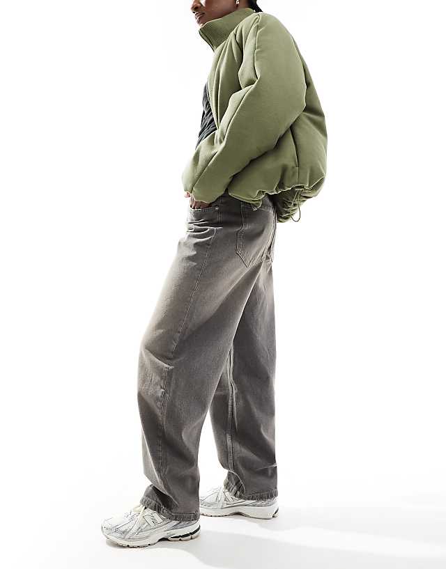 Asos Bershka Baggy Balloon Leg Jeans In Grey Wash