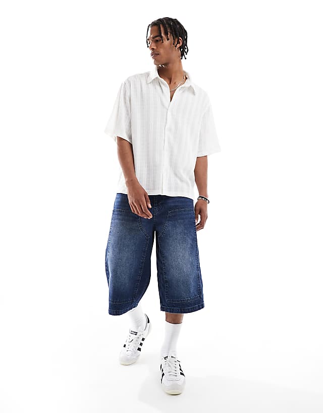 Asos Bershka Knitted Textured Shirt In Ecru