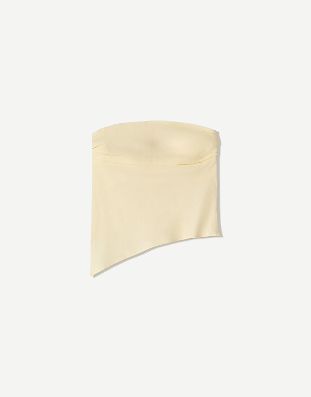 Asos Bershka Linen Blend Bandeau Top In Yellow