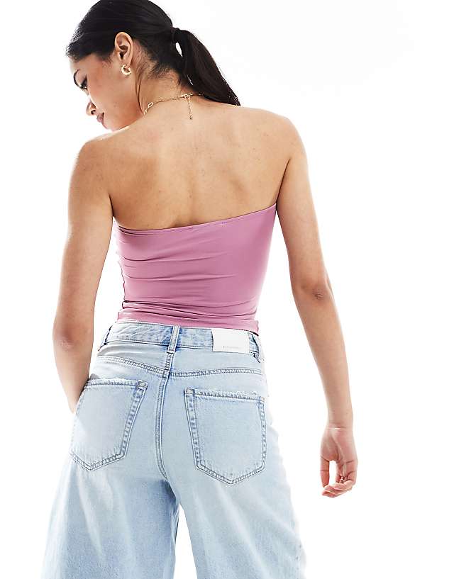 Asos Bershka Polyamide Bandeau Top In Light Pink