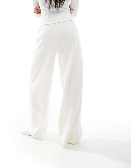 Asos Bershka Wide Leg Joggers In Ecru