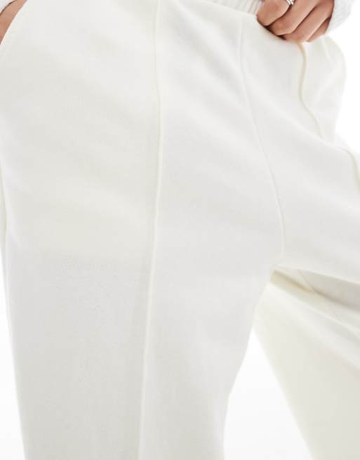 Asos Bershka Wide Leg Joggers In Ecru