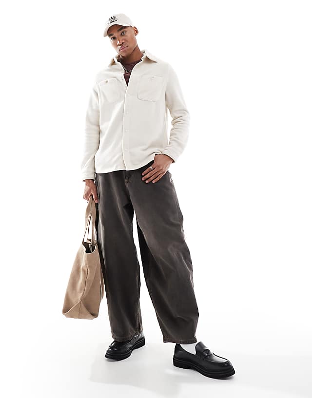 Asos Brave Soul Fleece Overshirt In Stone