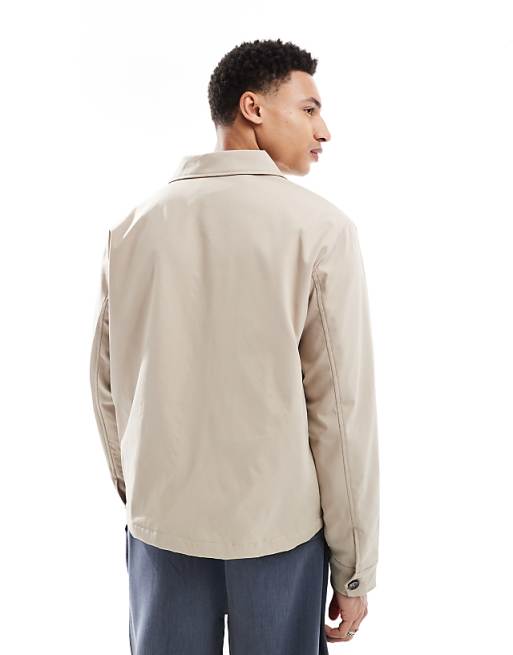 Asos Brave Soul Short Collared Jacket In Ecru