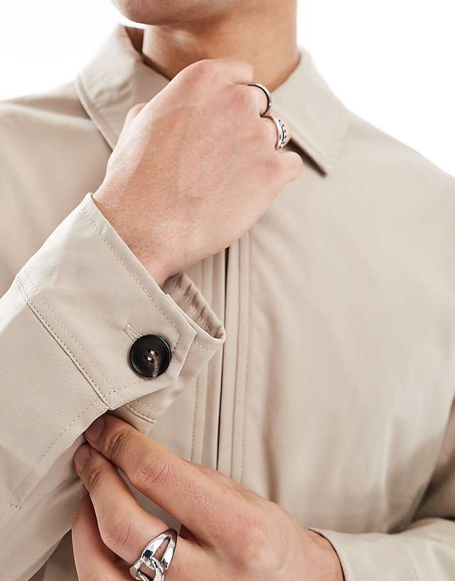 Asos Brave Soul Short Collared Jacket In Ecru