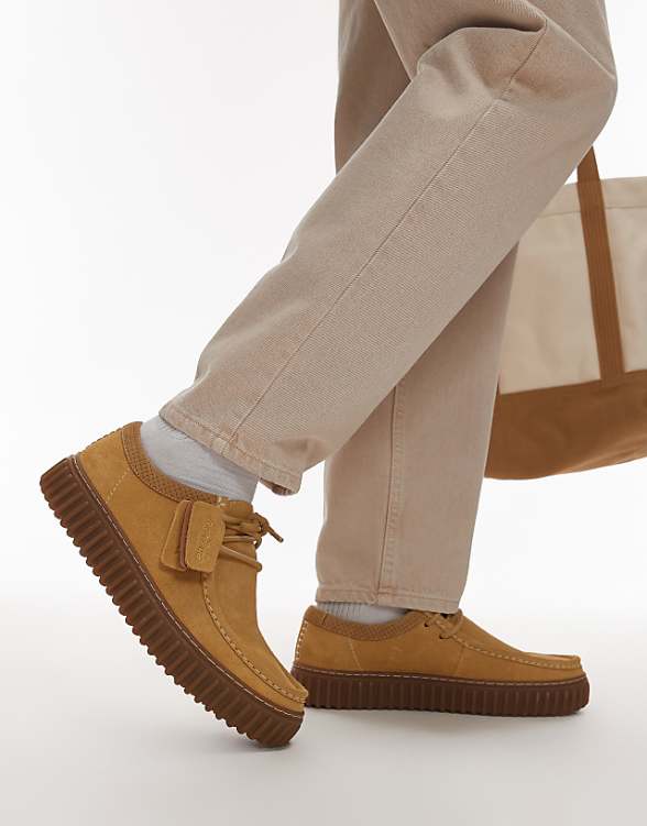 asos Clarks Torhill lo shoes in golden tan suede