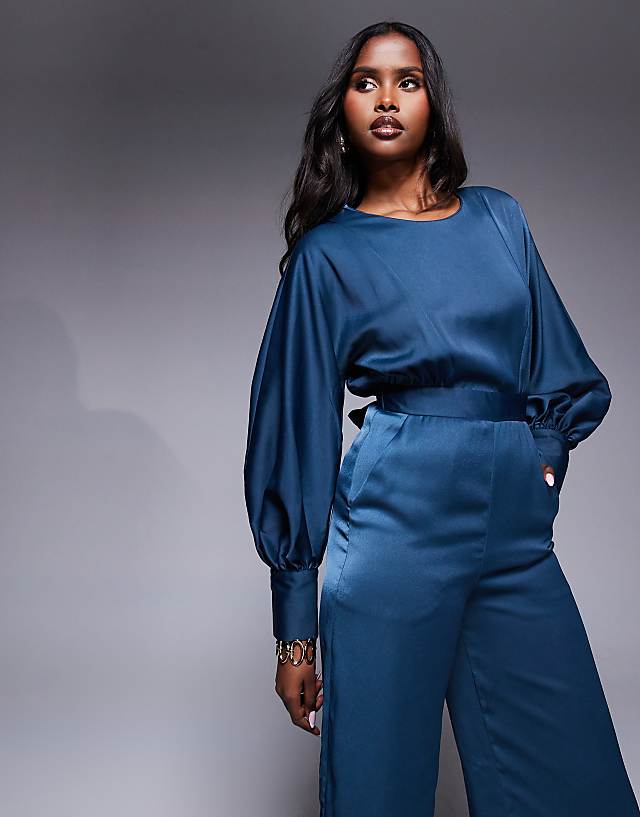 Asos Closet London Kimono Jumpsuit In Dark Teal