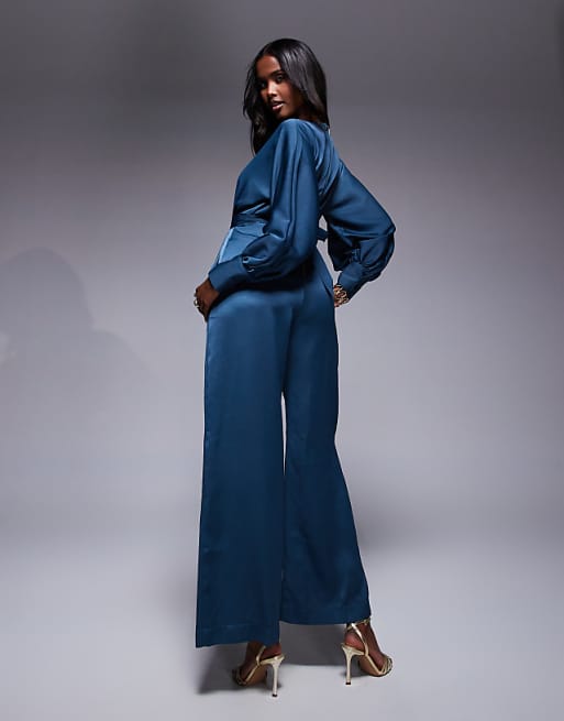 Asos Closet London Kimono Jumpsuit In Dark Teal