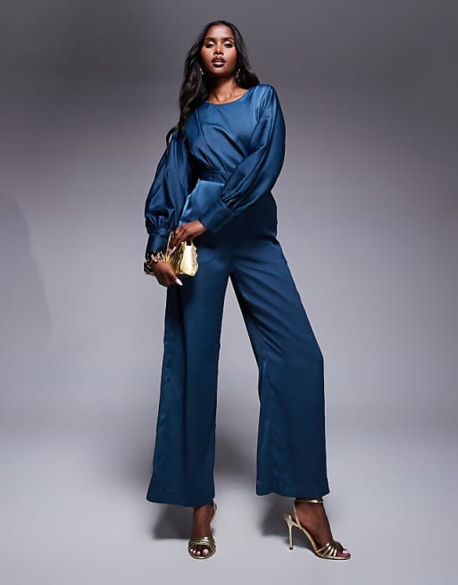 asos Closet London Kimono Jumpsuit in dark teal