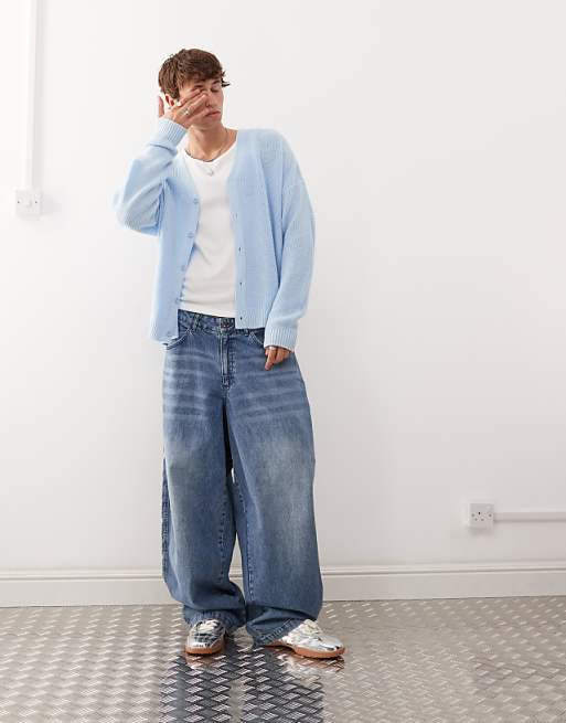 Asos COLLUSION Boxy Cardigan In Blue