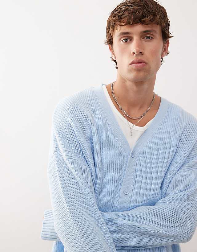 Asos COLLUSION Boxy Cardigan In Blue