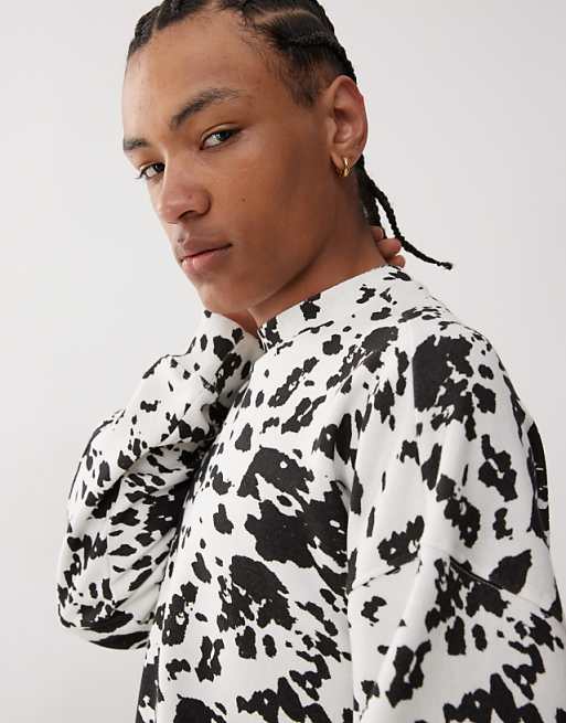 Asos COLLUSION Boxy Cow Print Sweatshirt