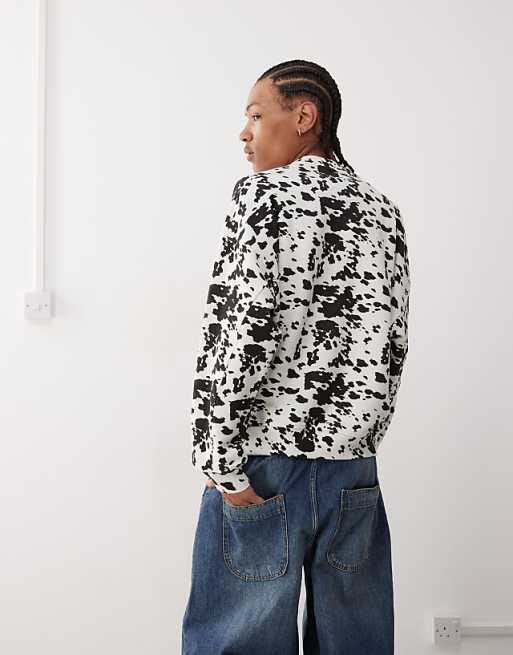 Asos COLLUSION Boxy Cow Print Sweatshirt