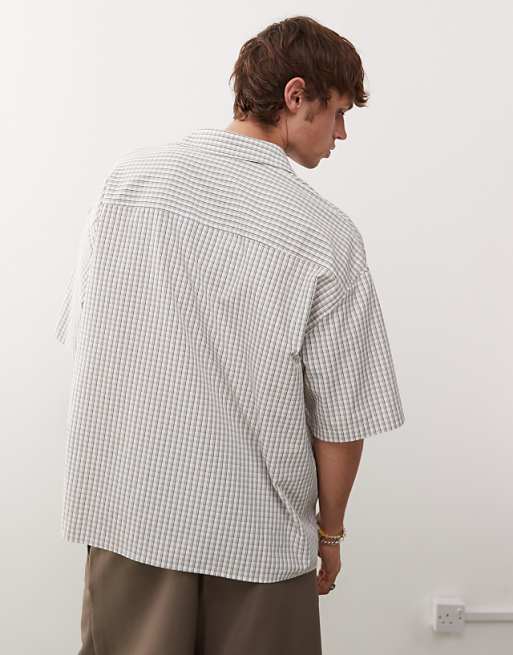 Asos COLLUSION Boxy Skate Shirt In Neutral Check