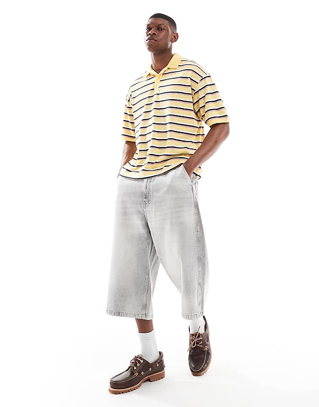 Asos COLLUSION Boxy Yellow Striped Polo T-shirt