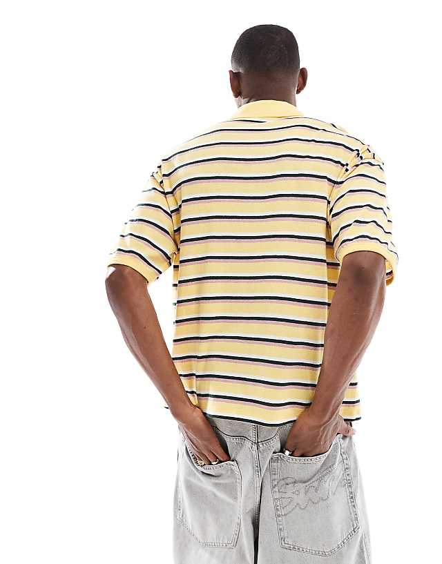 Asos COLLUSION Boxy Yellow Striped Polo T-shirt