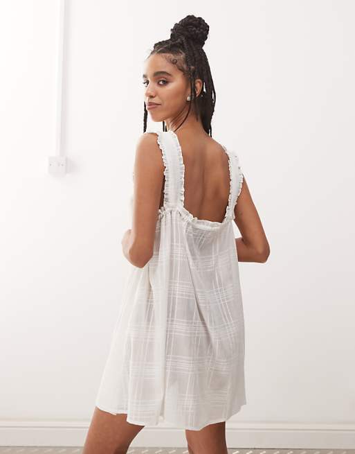 Asos COLLUSION Check Swing Beach Dress In White
