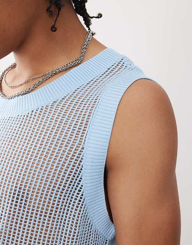 Asos COLLUSION Crochet Knitted Vest In Blue