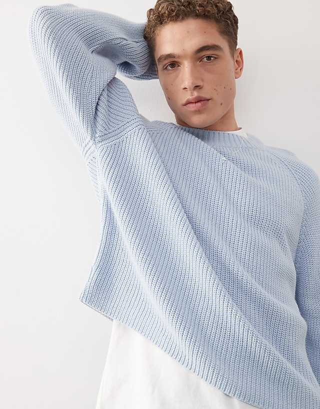 Asos COLLUSION Knitted Boxy Sweat In Blue