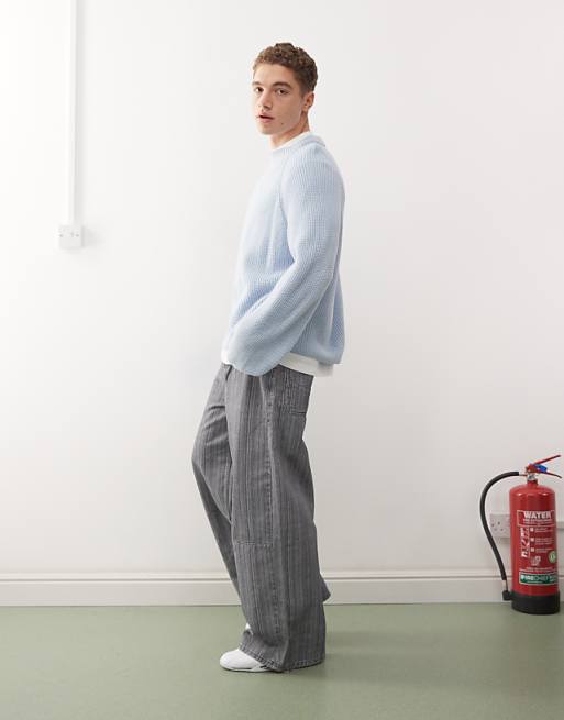 Asos COLLUSION Knitted Boxy Sweat In Blue