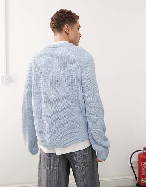 Asos COLLUSION Knitted Boxy Sweat In Blue