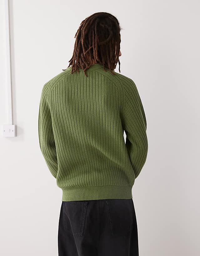 Asos COLLUSION Knitted Crew Neck Jumper In Khaki