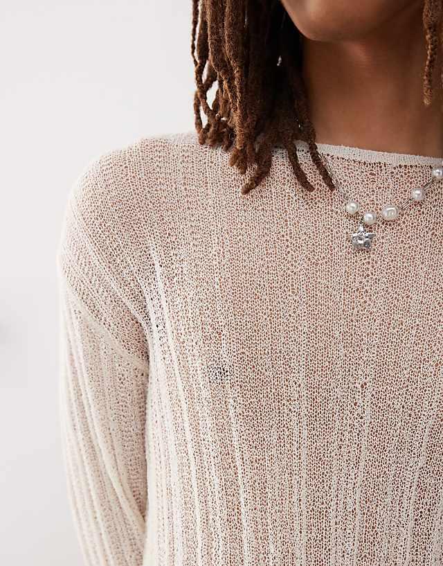 Asos COLLUSION Knitted Lightweight Jumper In Ecru