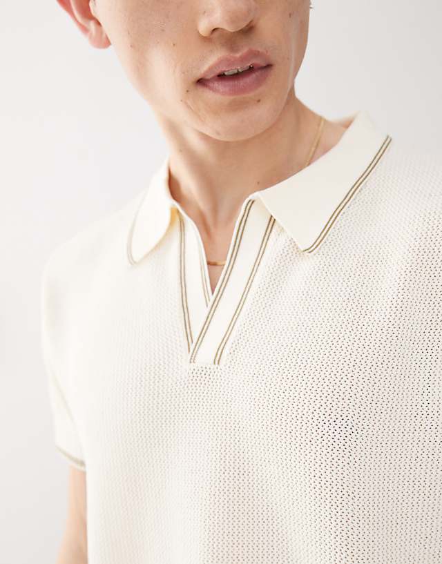 Asos COLLUSION Knitted Polo In Beige
