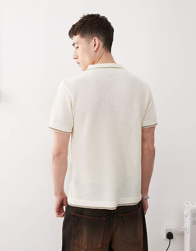 Asos COLLUSION Knitted Polo In Beige